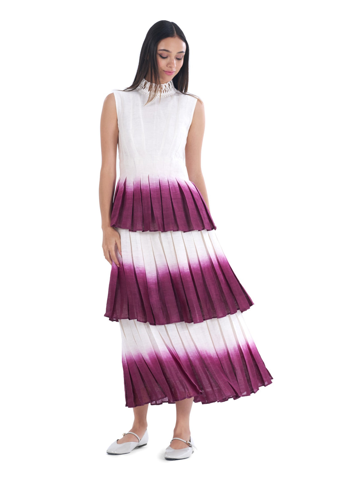 OMBRE TIER DRESS SPICY PLUM