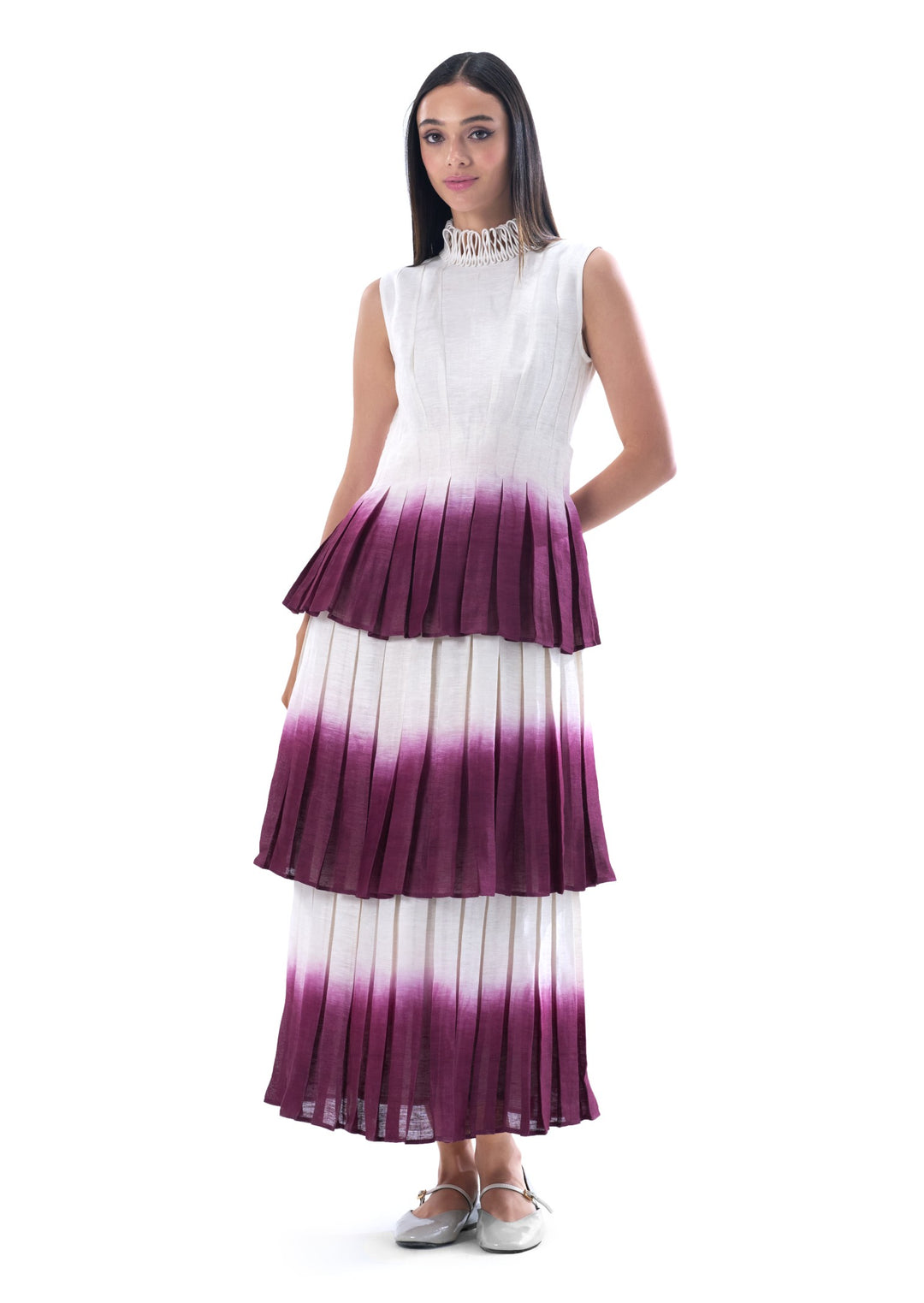 OMBRE TIER DRESS SPICY PLUM