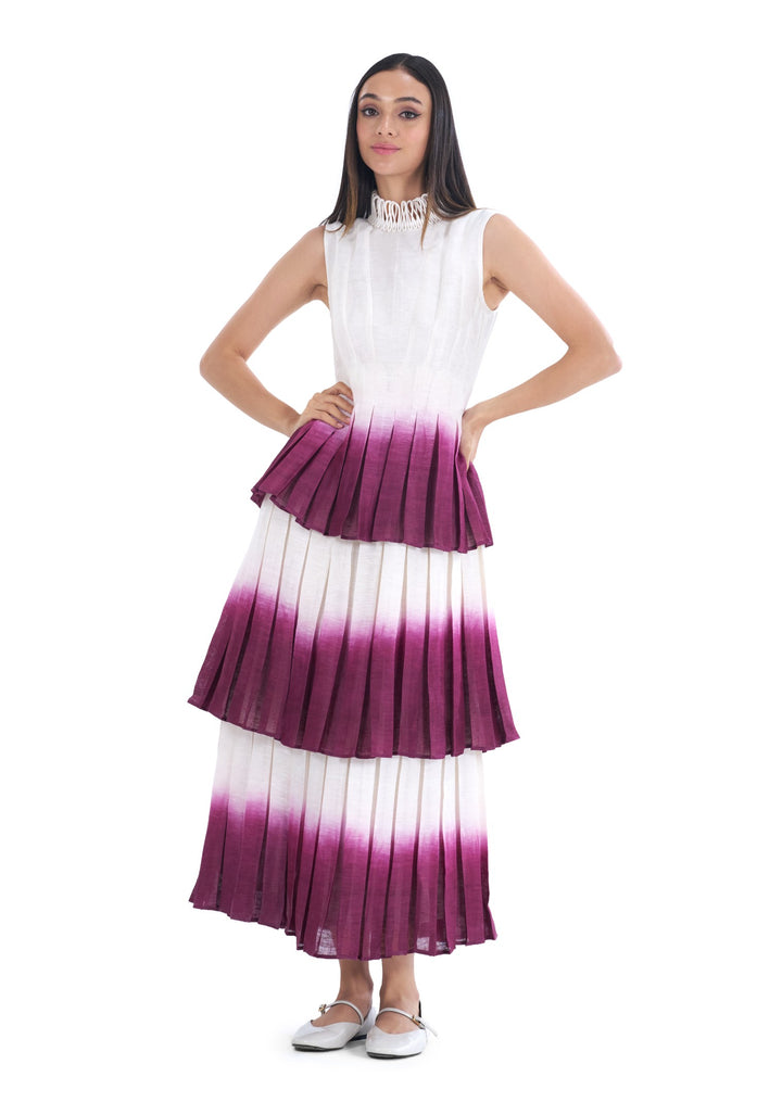 OMBRE TIER DRESS SPICY PLUM