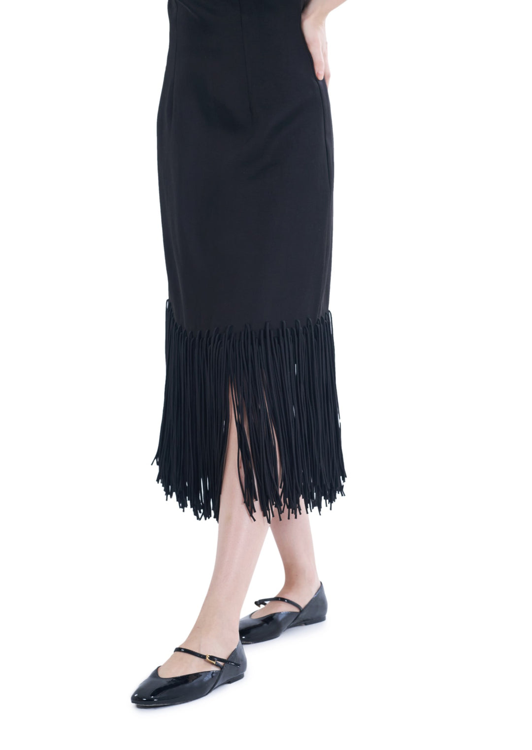 CORD MIDI DRESS BLACK