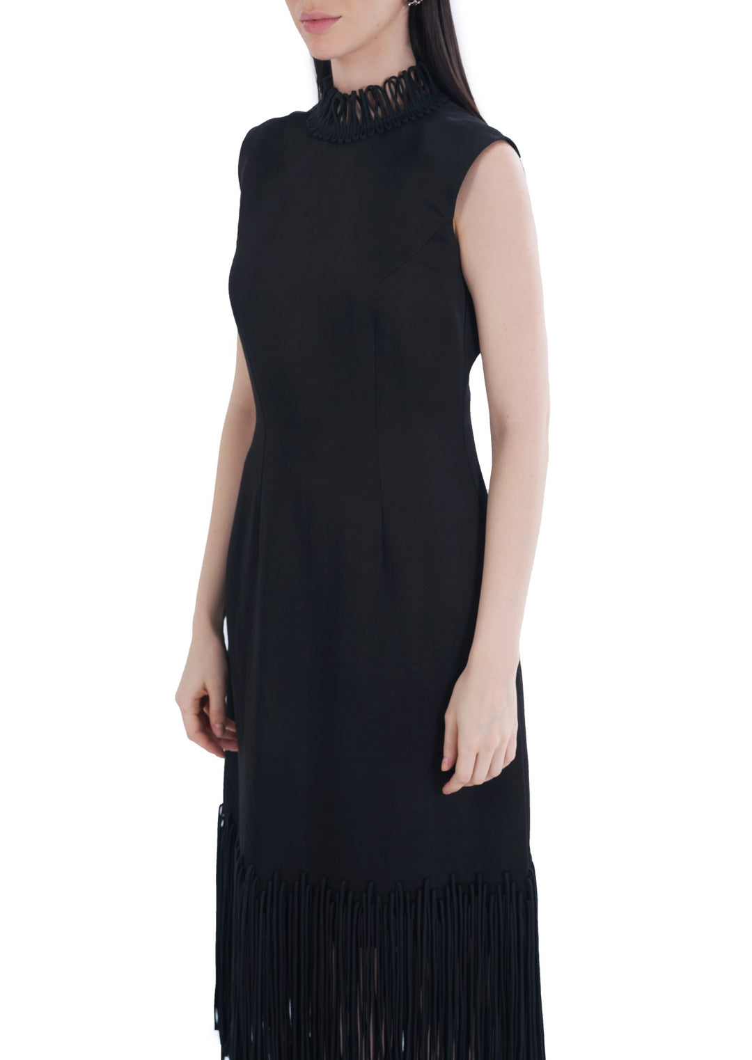 CORD MIDI DRESS BLACK