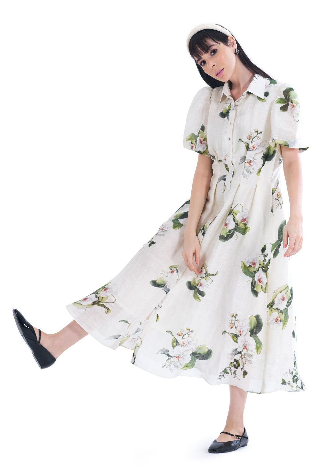 ORCHID SHIRT MIDI DRESS