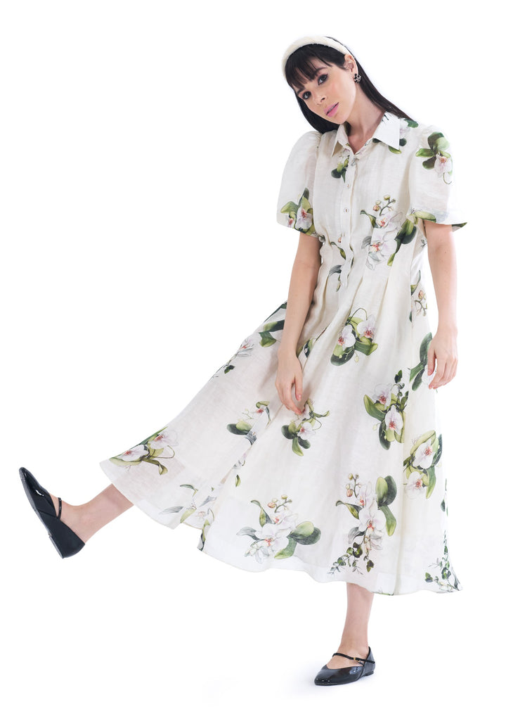 ORCHID SHIRT MIDI DRESS