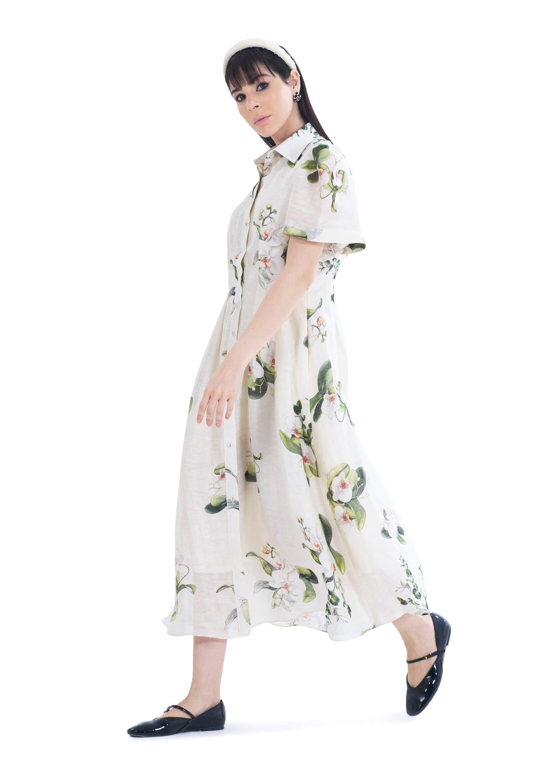 ORCHID SHIRT MIDI DRESS