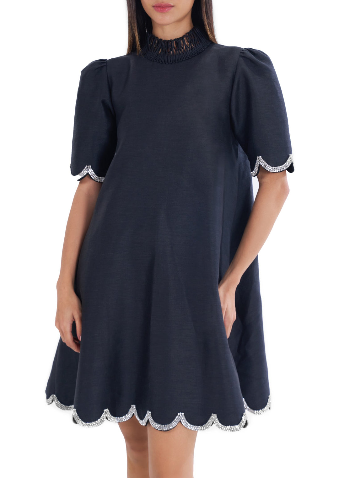 TWILIGHT SCALLOP DRESS BLACK