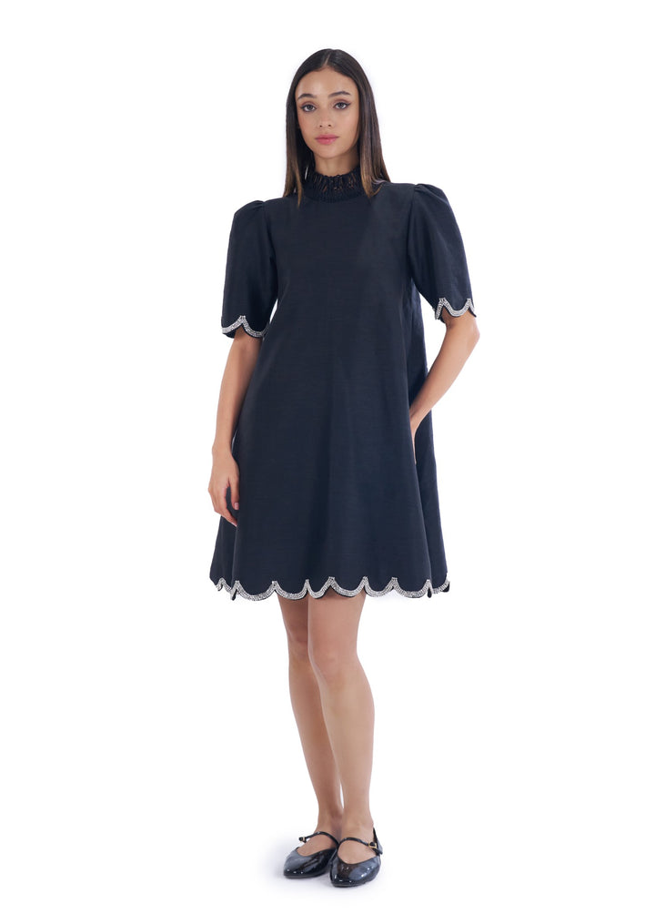 TWILIGHT SCALLOP DRESS BLACK