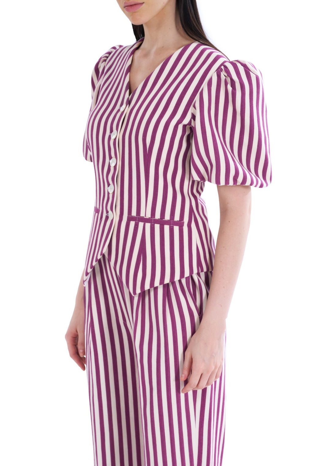 STIRPES VEST SPICY PLUM