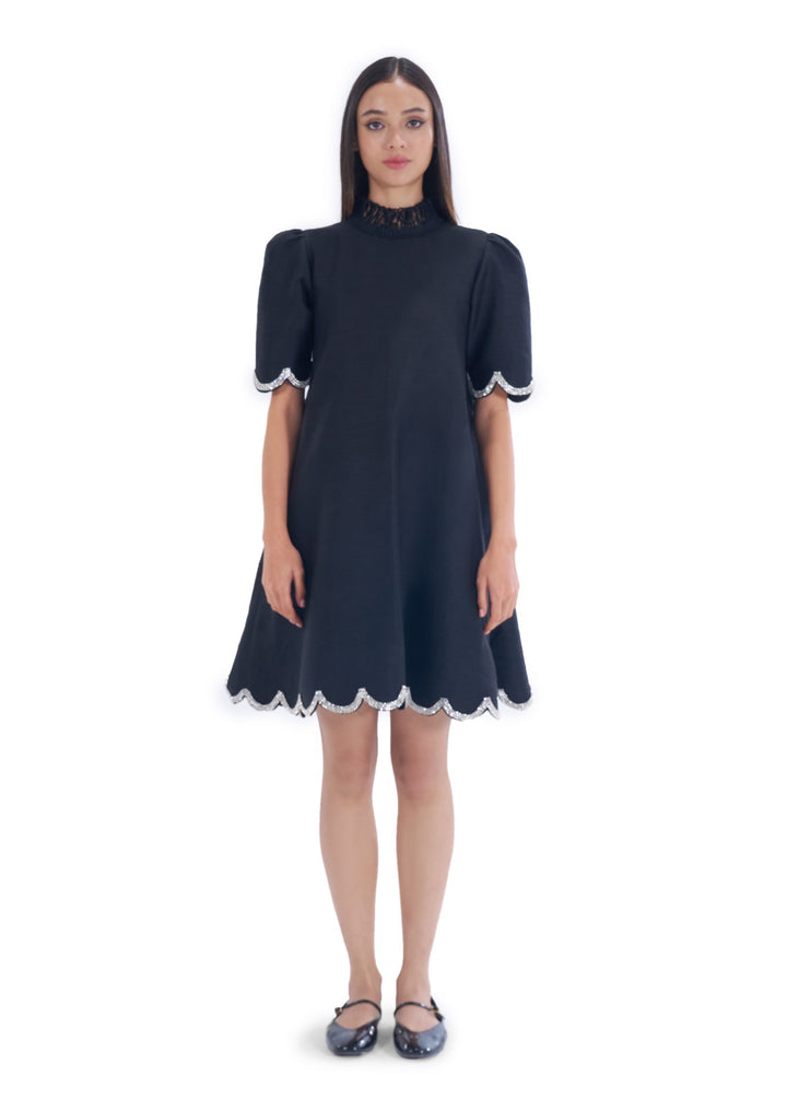 TWILIGHT SCALLOP DRESS BLACK