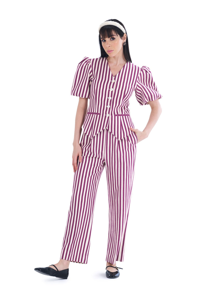 STIRPES VEST SPICY PLUM