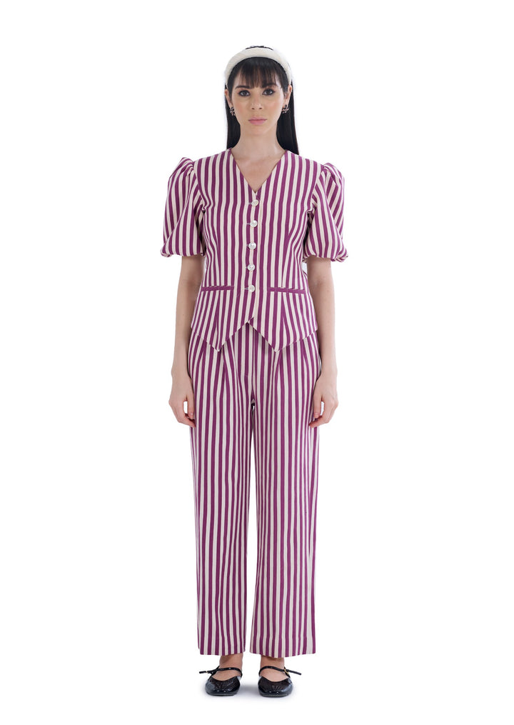 STIRPES VEST SPICY PLUM