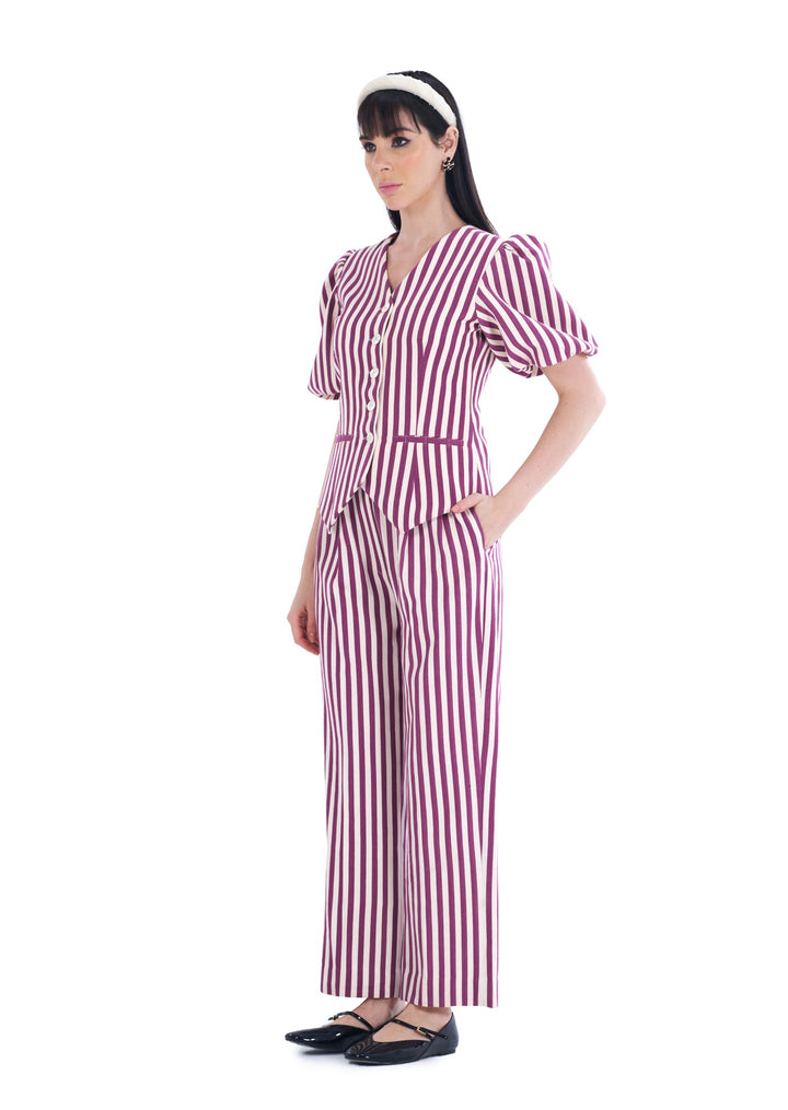 STIRPES VEST SPICY PLUM