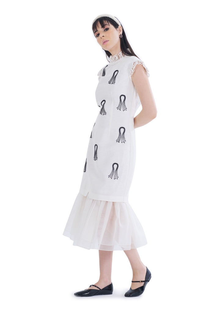 STARLIT MIDI DRESS WHITE