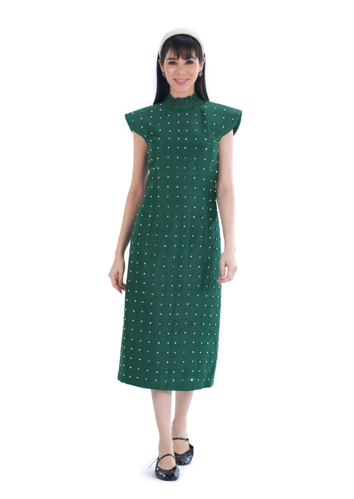 TWILIGHT MIDI DRESS EMERALD GREEN
