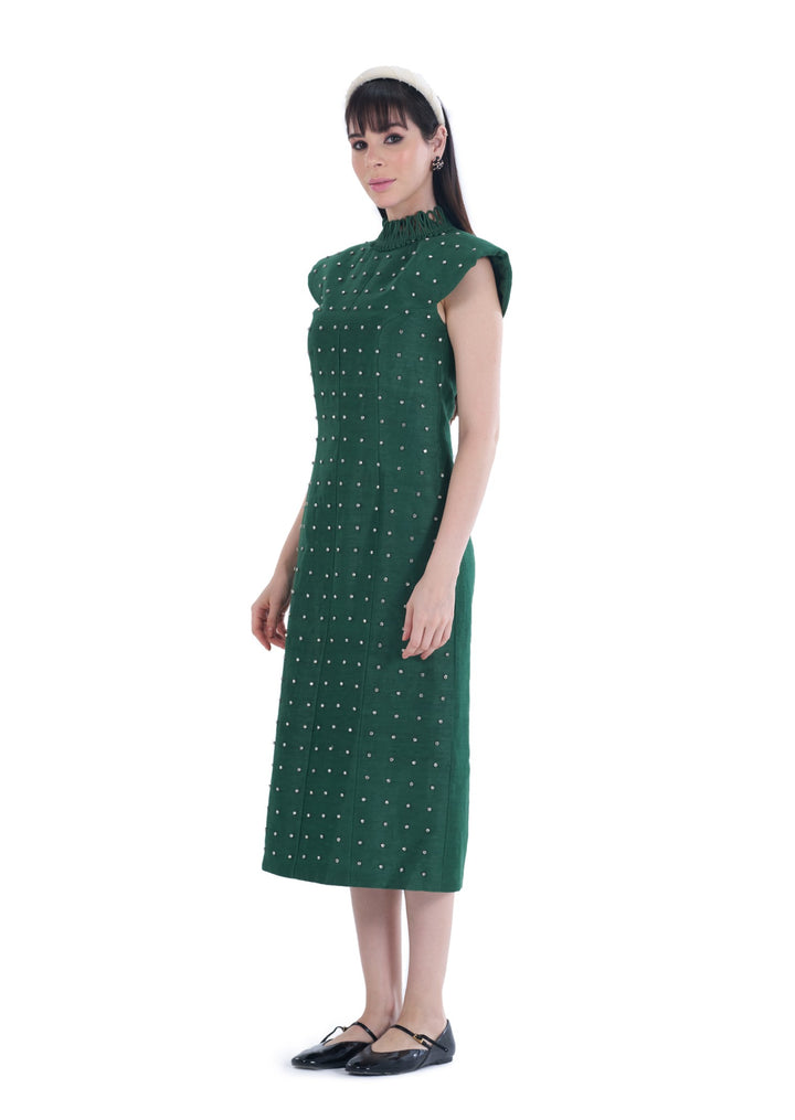 TWILIGHT MIDI DRESS EMERALD GREEN