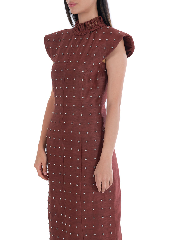 TWILIGHT MIDI DRESS BROWN