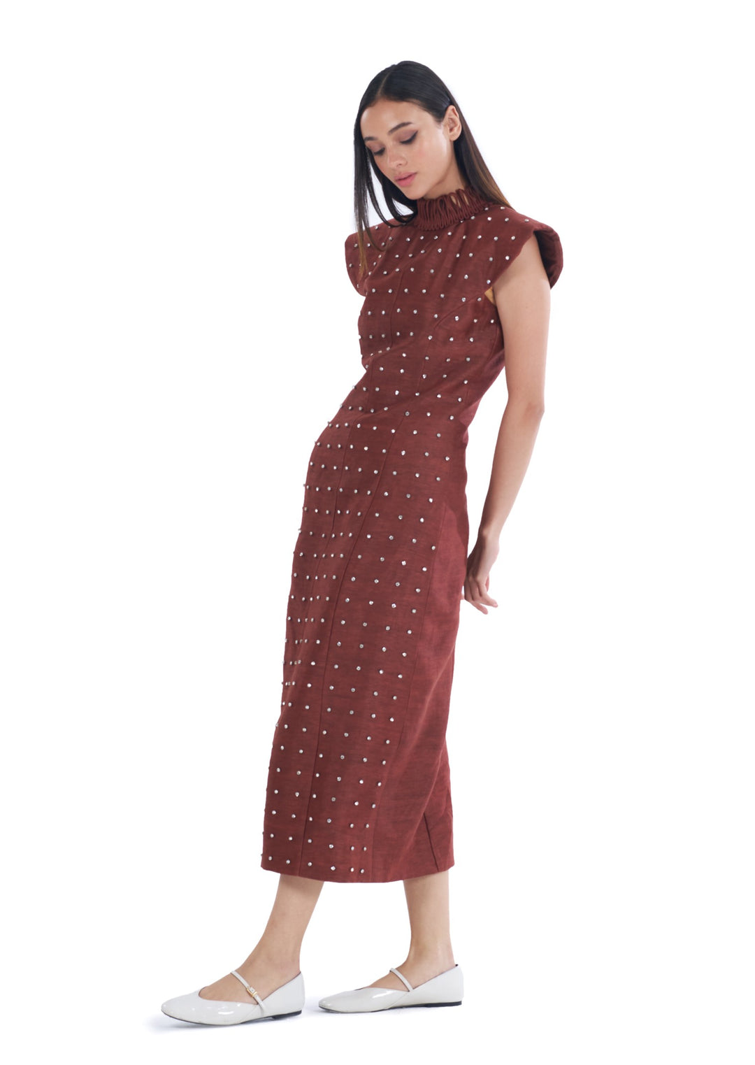 TWILIGHT MIDI DRESS BROWN