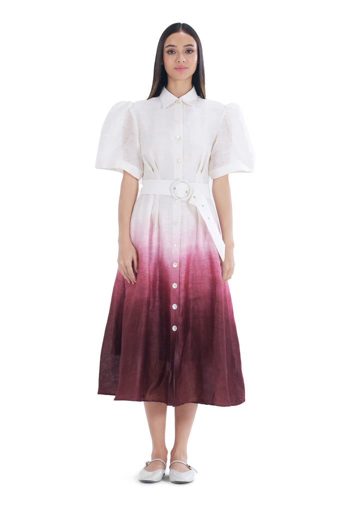 OMBRE SHIRT DRESS SPICY PLUM