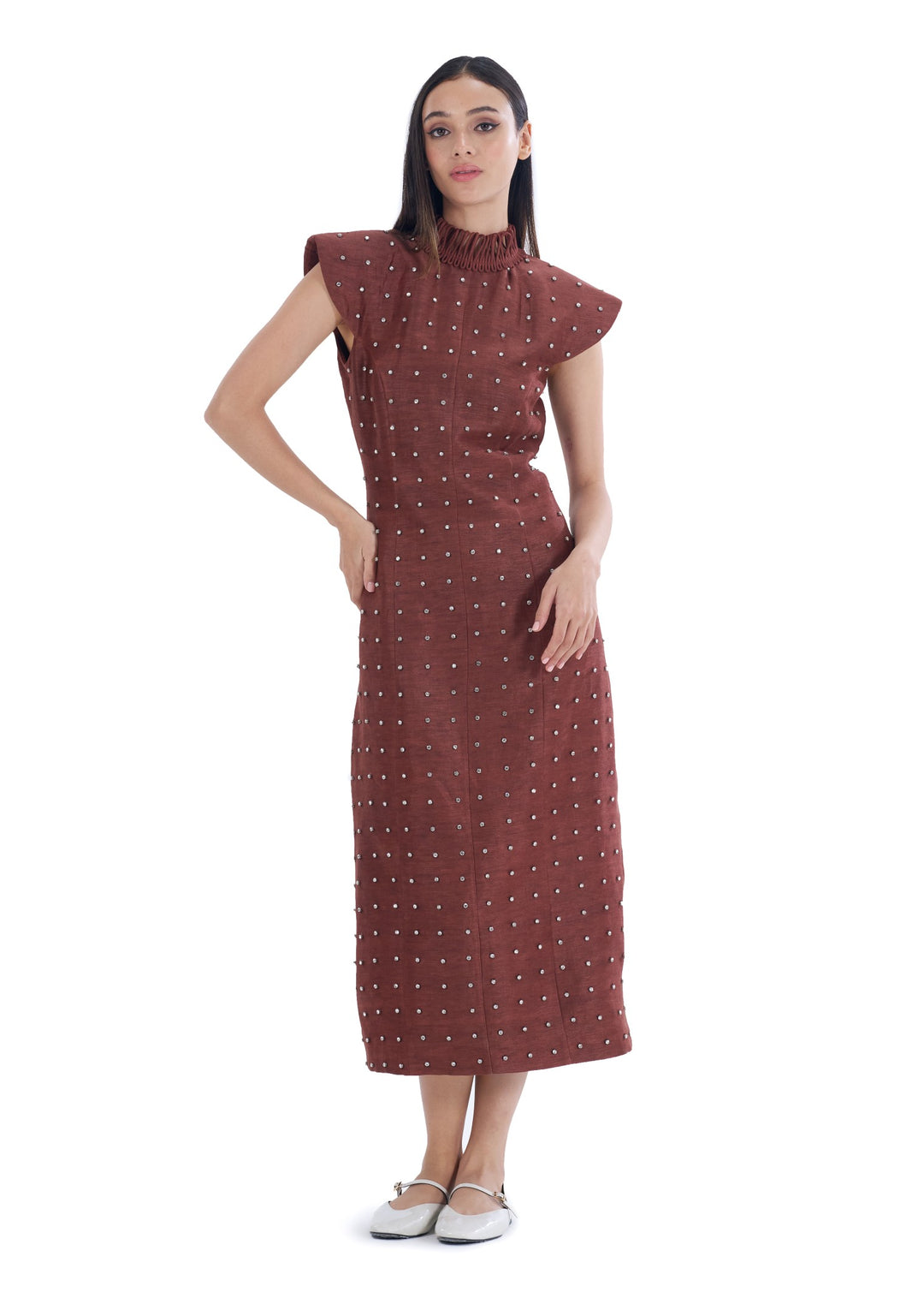 TWILIGHT MIDI DRESS BROWN