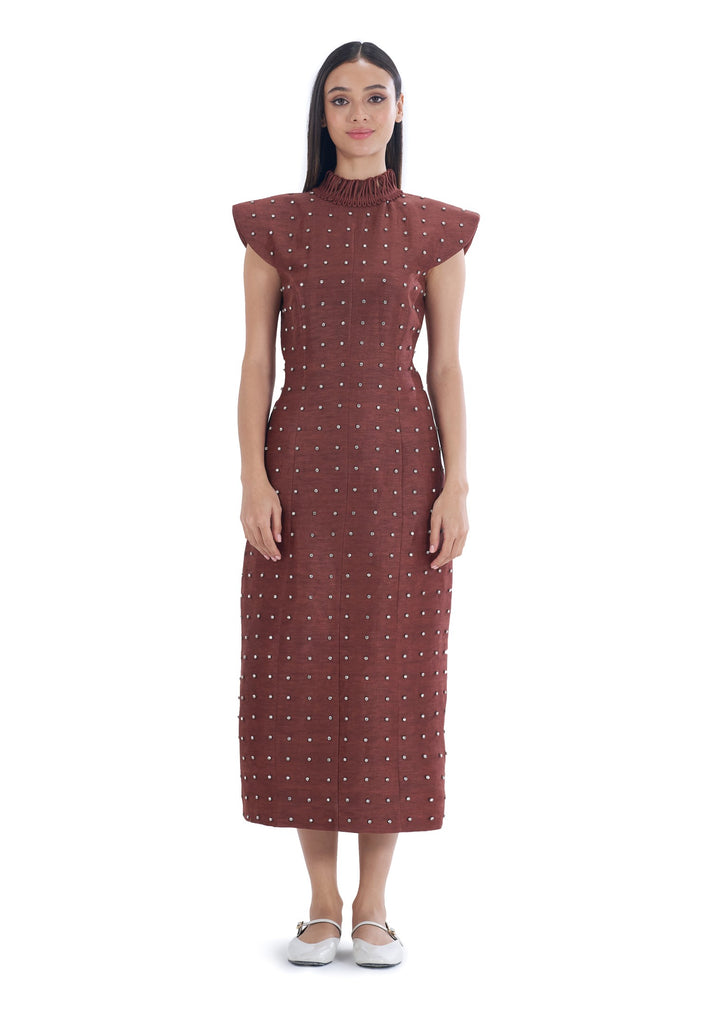TWILIGHT MIDI DRESS BROWN