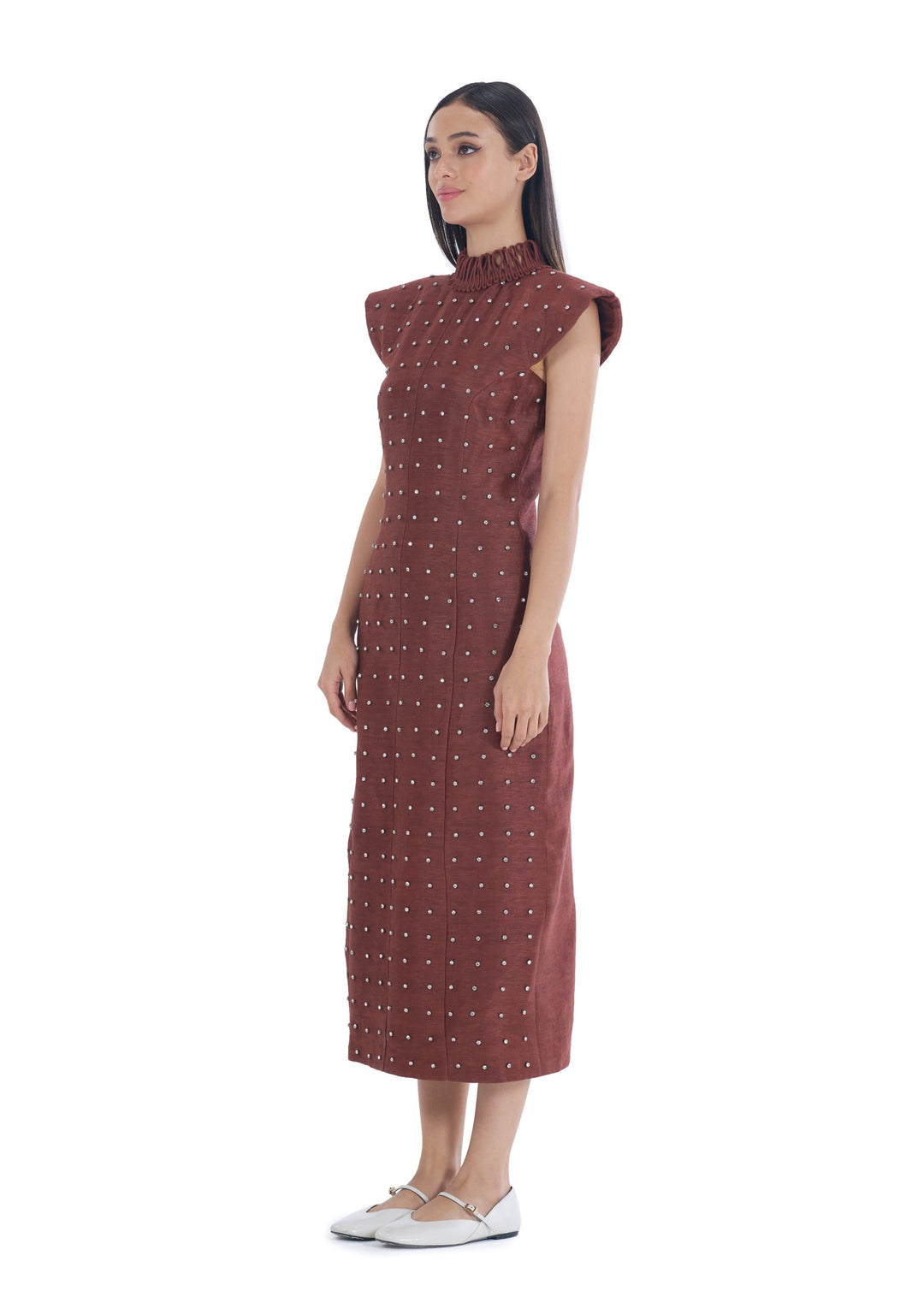 TWILIGHT MIDI DRESS BROWN