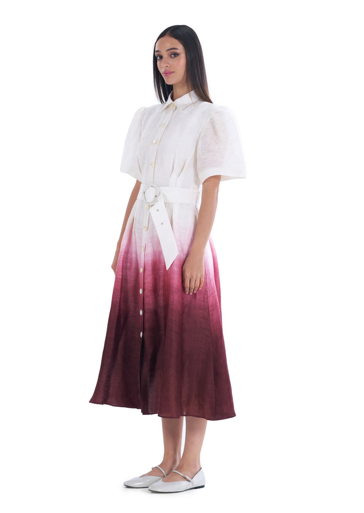 OMBRE SHIRT DRESS SPICY PLUM