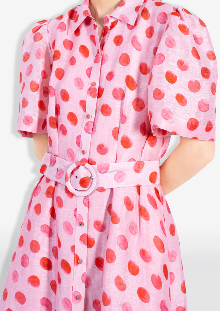 POLKA DOTS MIDI SHIRT DRESS