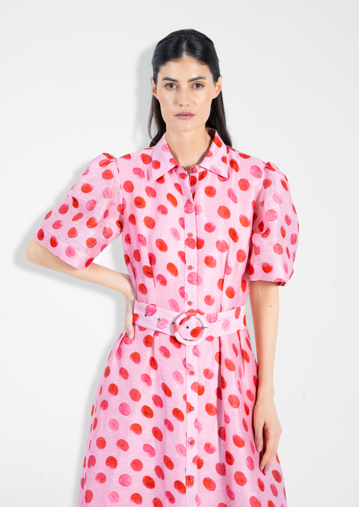 POLKA DOTS MIDI SHIRT DRESS