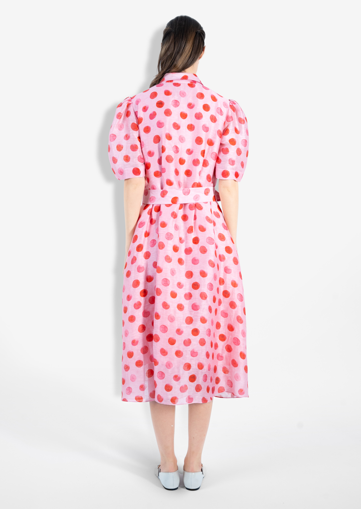 POLKA DOTS MIDI SHIRT DRESS