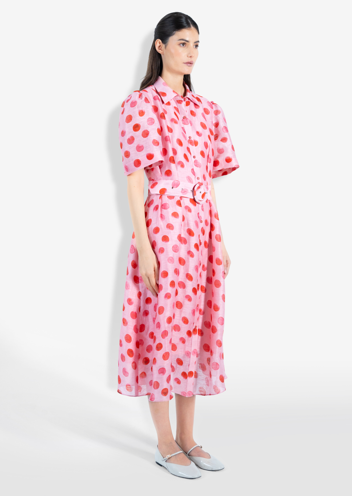 POLKA DOTS MIDI SHIRT DRESS
