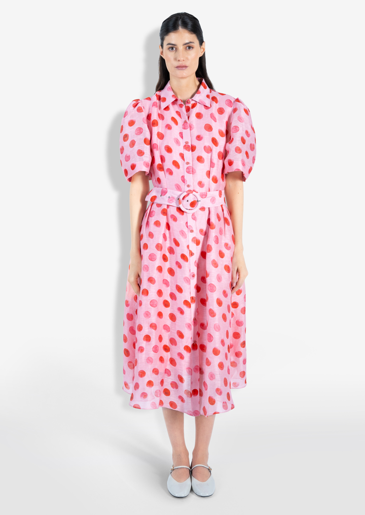 POLKA DOTS MIDI SHIRT DRESS