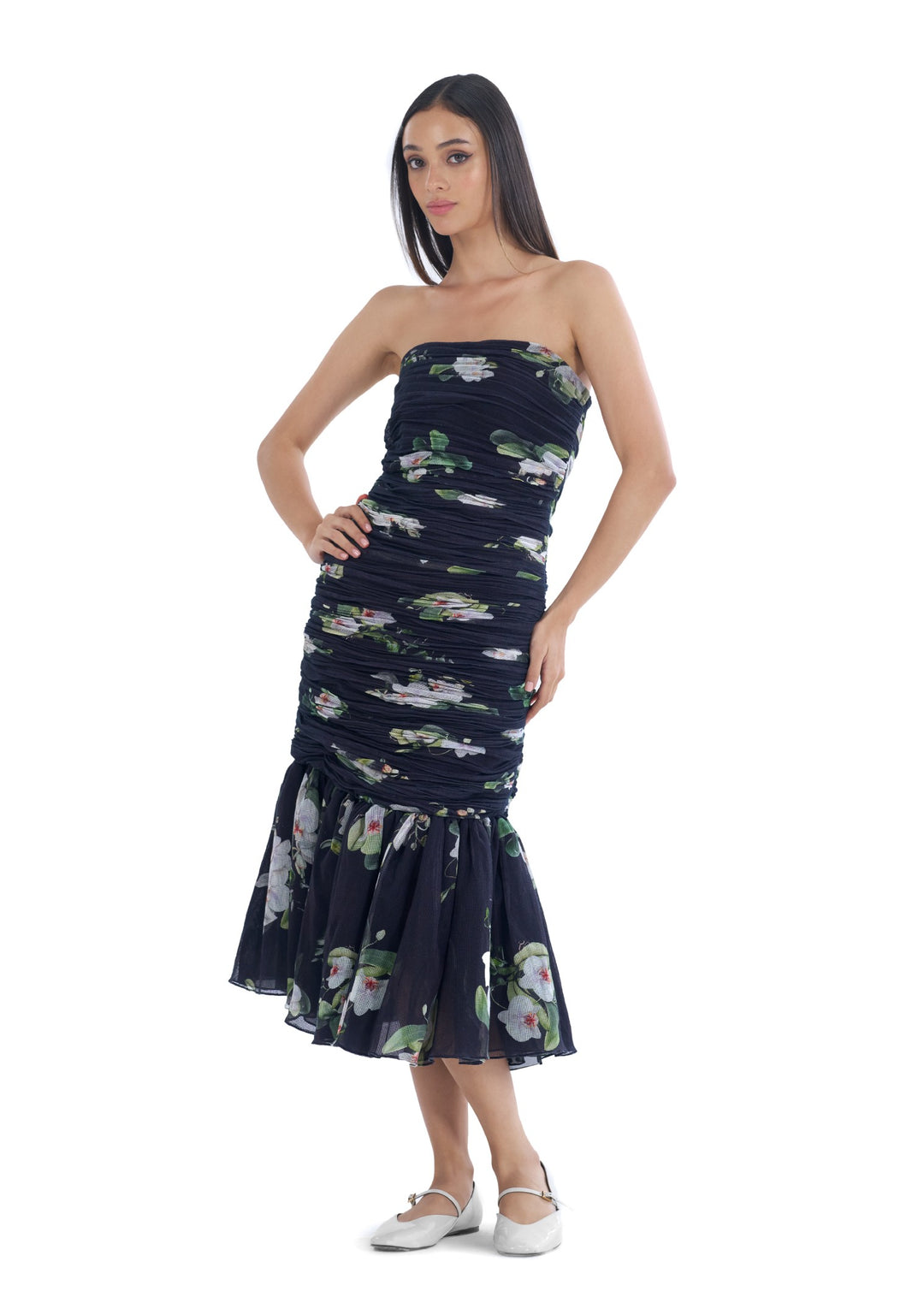 ORCHID RUCHING DRESS