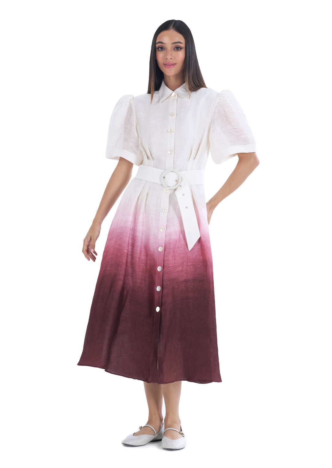 OMBRE SHIRT DRESS SPICY PLUM