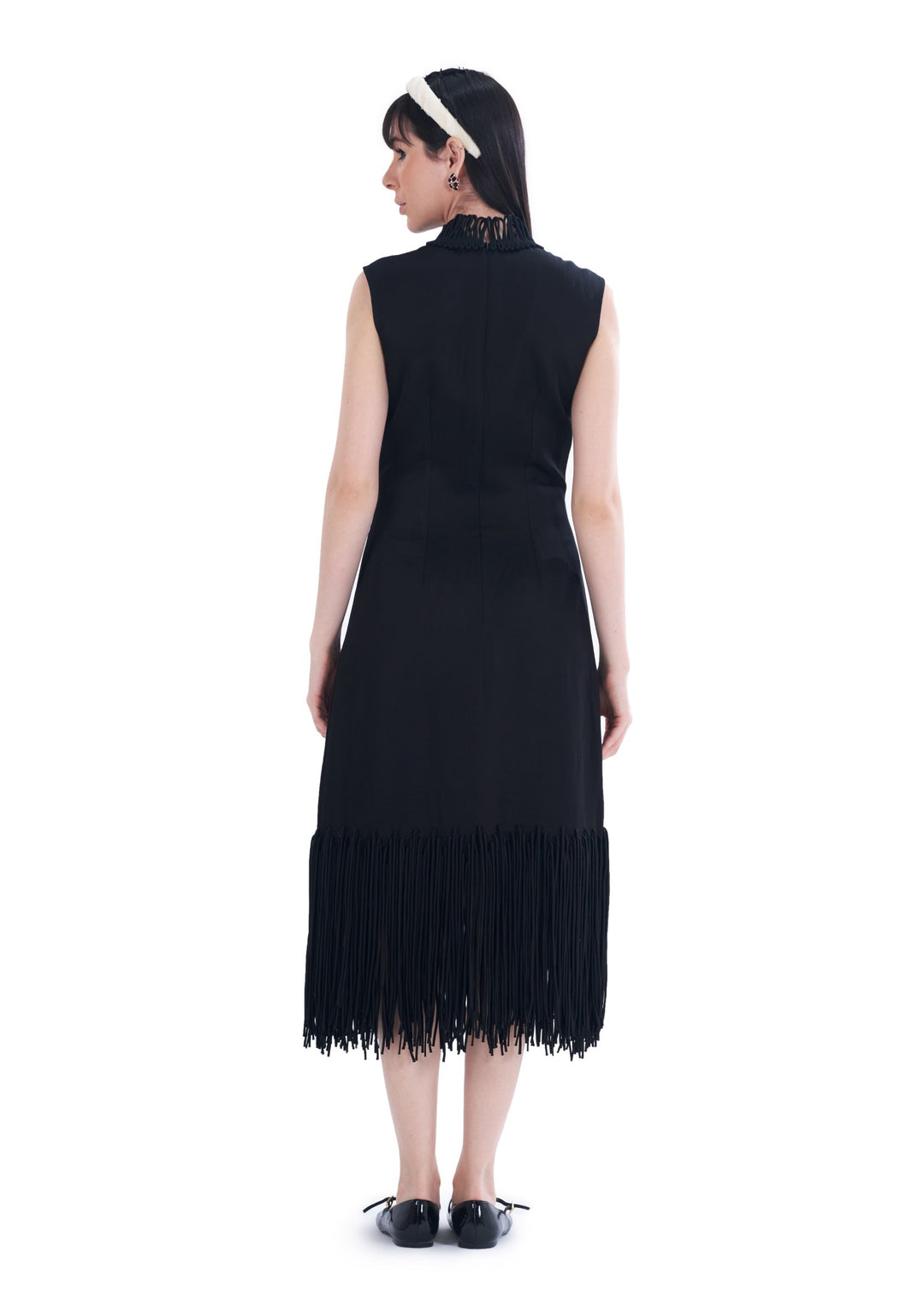 CORD MIDI DRESS BLACK