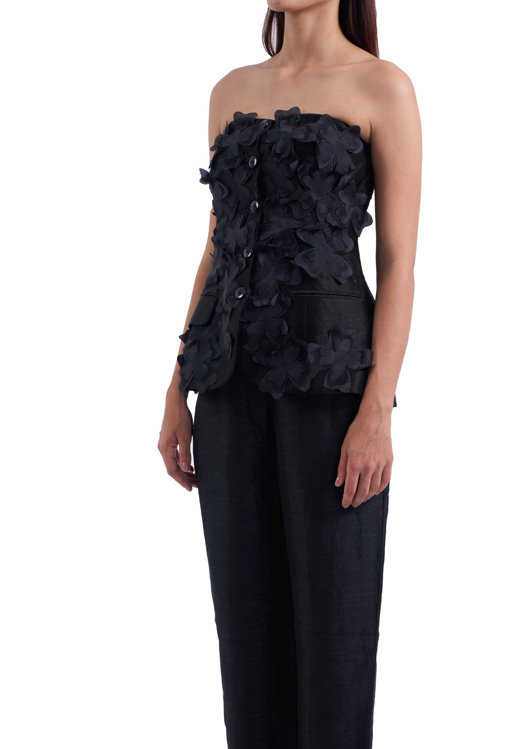 NOIR FLOWER BUSTIER