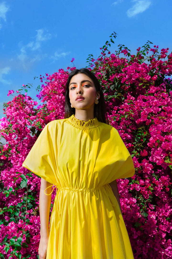 YELLOW IRIS FREE STYLE DRESS